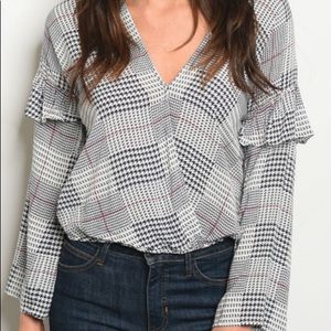 Navy and white plaid shirt